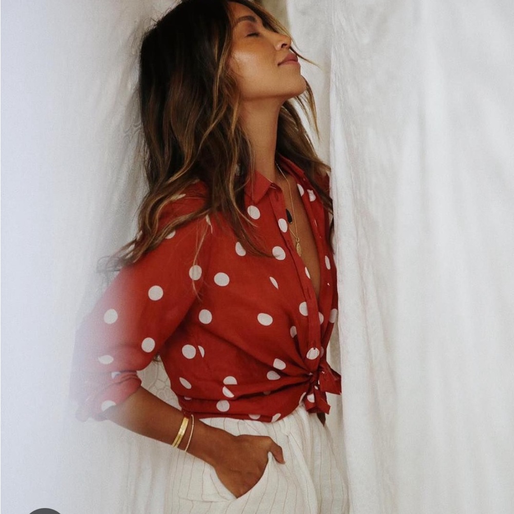Sezane Pierro polka dot shirt in delicate sheer fabric